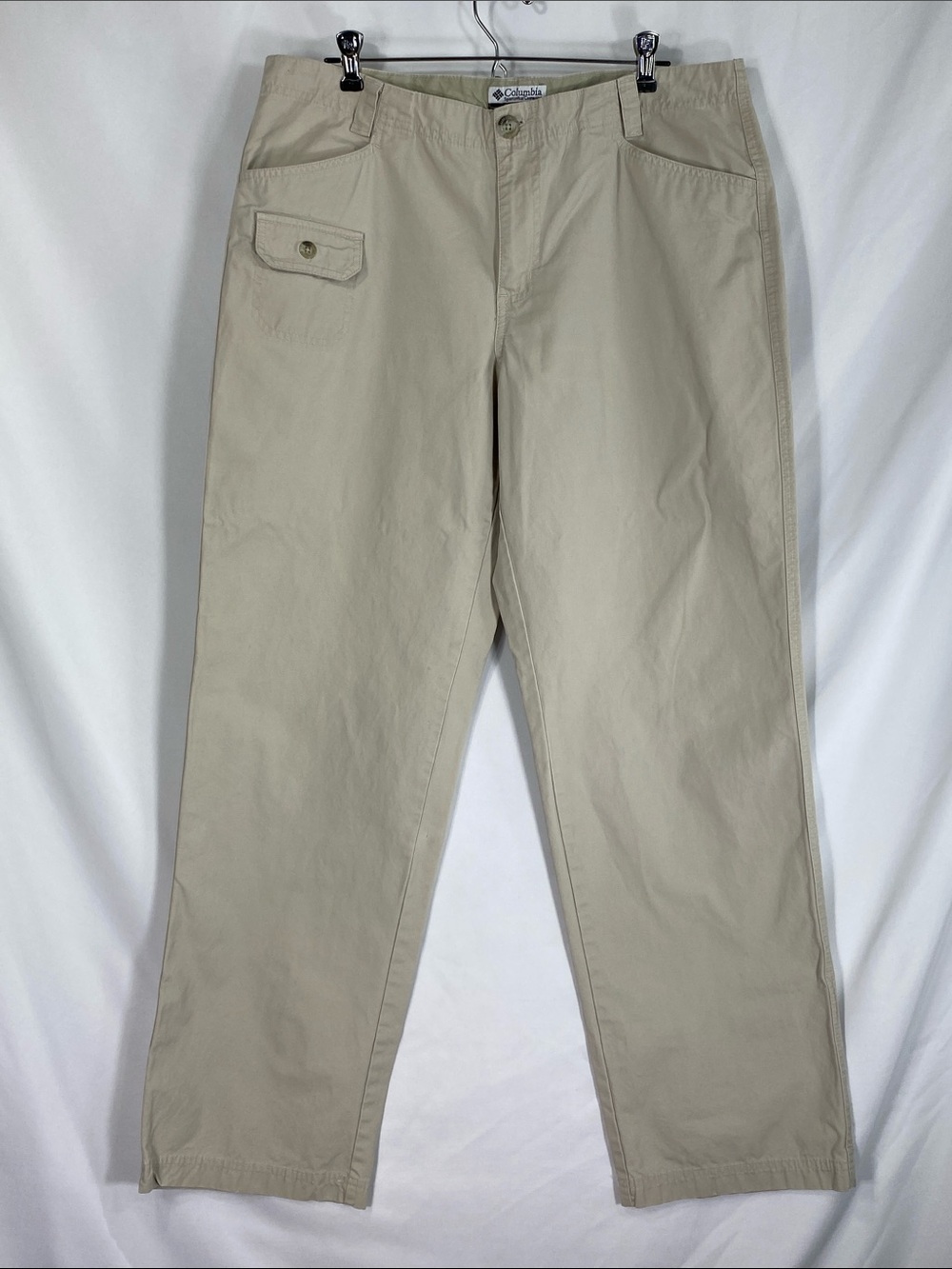 Columbia Beige Straight Leg Chino Pants 14 Women Utility Cargo Hiking Outdoor